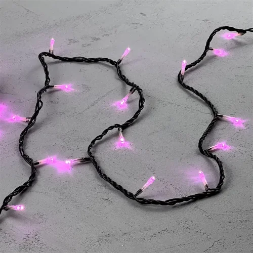 Гирлянда Нить 10м Розовая 24В, 100 LED, Провод Черный ПВХ, IP54. Фото 3.