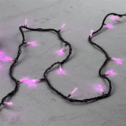 Гирлянда Нить 10м Розовая 24В, 100 LED, Провод Черный ПВХ, IP54