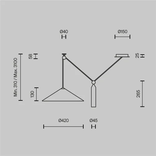 Подвесной светильник Peso E27 1x60Вт (Черный) - фото