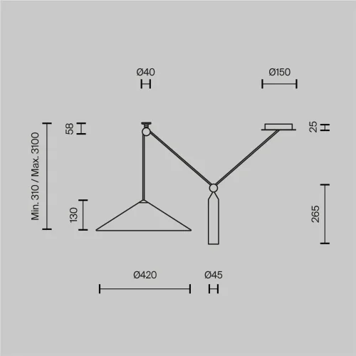 Подвесной светильник Peso E27 1x60Вт (Черный) - фото 5