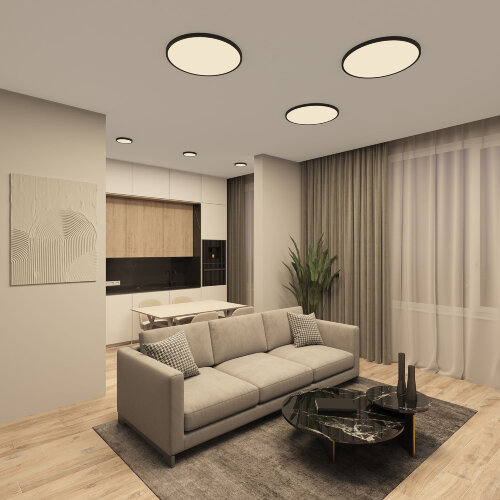 DK6520-BK Накладной светильник THIN, IP40, 18W, 3000K/4000K/6500K, переключатель цветовой температуры на корпусе, черный, полимер. Фото 3