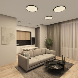 Накладной светильник THIN, IP40, 18W, 3000K/4000K/6500K, переключатель цветовой температуры на корпусе, черный, полимер, Denkirs DK6520-BK