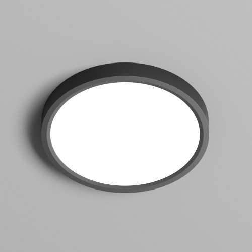 DK6520-BK Накладной светильник THIN, IP40, 18W, 3000K/4000K/6500K, переключатель цветовой температуры на корпусе, черный, полимер.
