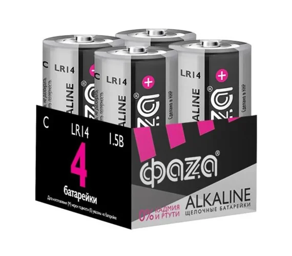 Элемент питания алкалиновый C/LR14 1.5В Alkaline Pack-4 (уп.4шт) ФАZА 5033160 - фото