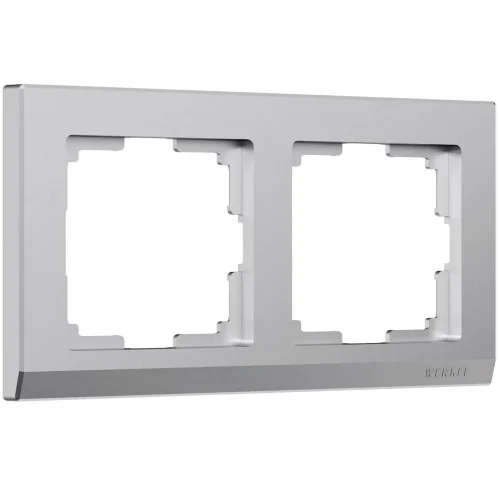 Рамка из поликарбоната на 2 поста Stark серебряный матовый W0021865 - фото