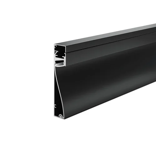 Алюминиевый профиль плинтус 80x18 (Черный, 2 м), ALM-8018-B-2M (Черный) ALM-8018-B-2M - фото