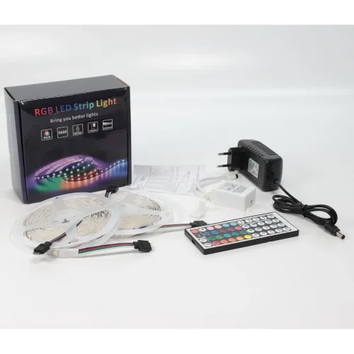 Набор светодиодной ленты 10XRGB30-A04 X14 (12V, RGB 30led/m 2x5m, IR, адаптер 220V, IP20) - фото I