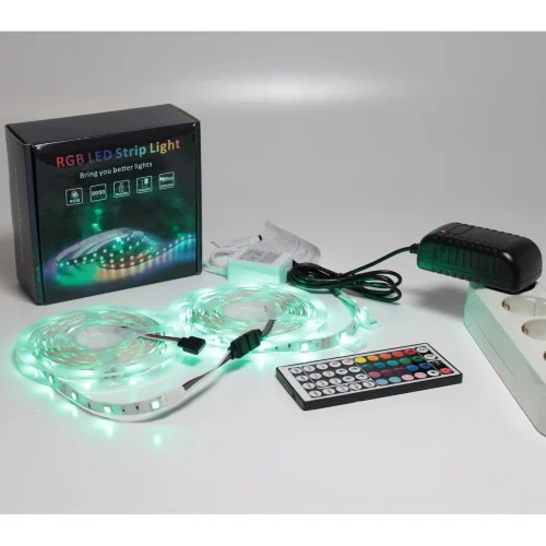 Набор светодиодной ленты 10XRGB30-A04 X14 (12V, RGB 30led/m 2x5m, IR, адаптер 220V, IP20) - фото III