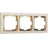 Рамка из поликарбоната на 3 поста Snabb слоновая кость/золото W0031932 - фото