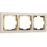 Рамка из поликарбоната на 3 поста Snabb слоновая кость/золото W0031932 - фото