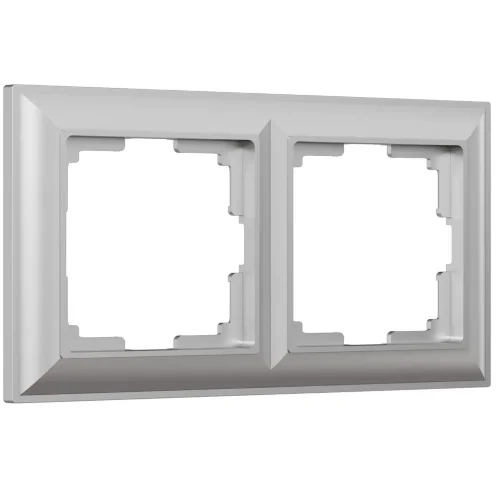 Рамка из поликарбоната на 2 поста Fiore серебряный W0022206 - фото