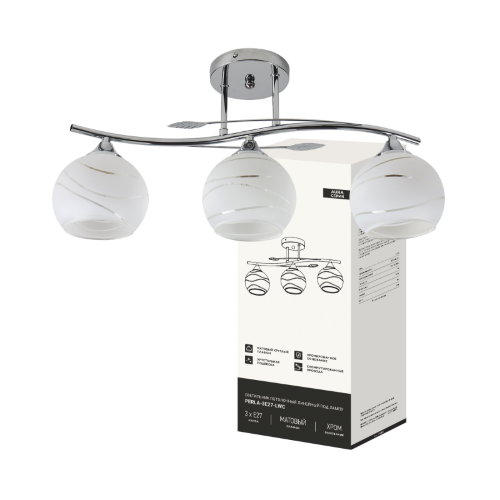 Светильник потолочный линейный под лампу AURA PERLA-3E27-LWC 3хЕ27 матовый плафон, хром IN HOME - Фото