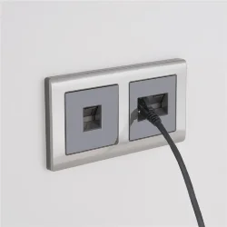 Рамка из металла на 2 поста Metallic глянцевый никель W0021602