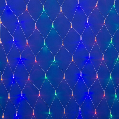 ULD-N1515-96-TTK MULTI IP44 Сетка светодиодная с эффектом мерцания, 1.5х1.5м, Соединяемая, 96 светодиодов, Разноцветный свет, Провод прозрачный, TM Uniel - фото 1