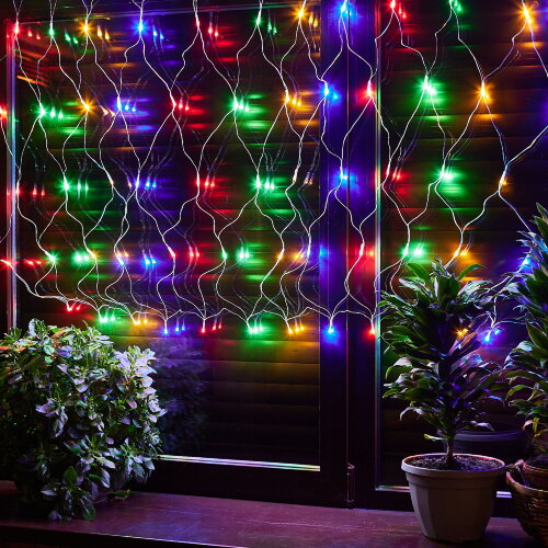 ULD-N1515-96-TTK MULTI IP44 Сетка светодиодная с эффектом мерцания, 1.5х1.5м, Соединяемая, 96 светодиодов, Разноцветный свет, Провод прозрачный, TM Uniel - фото 6