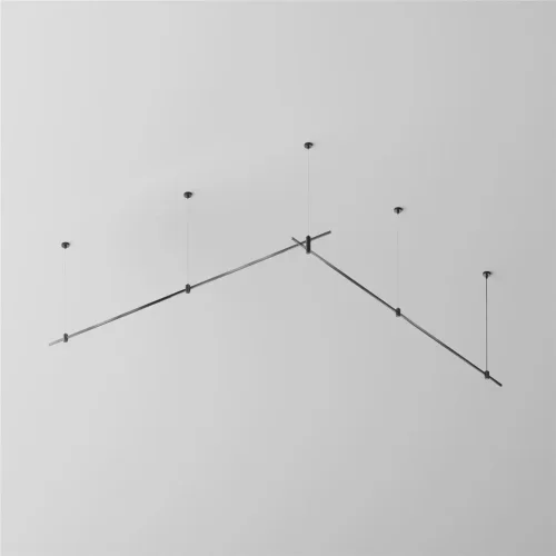 Готовая конструкция прямая двухуровневая на тросовых подвесах Hang без светильников и блока питания, черный (Черный) - фото