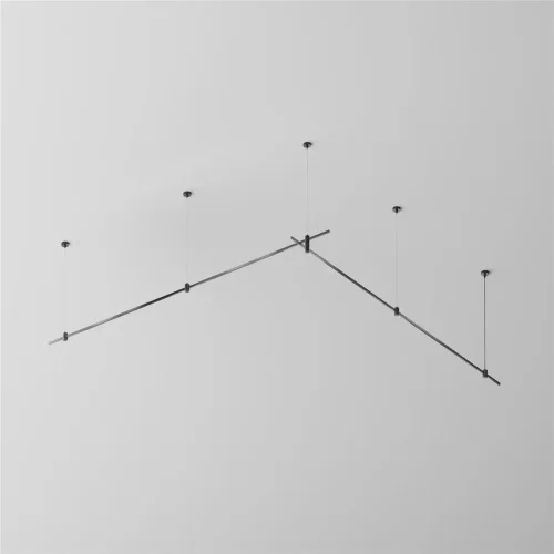 Готовая конструкция прямая двухуровневая на тросовых подвесах Hang без светильников и блока питания, черный (Черный) TFC-Flar-H06-B - фото