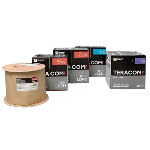 Кабель витая пара F/UTP кат.5E 4 пары 24 AWG solid внешн. LDPE черн. (м) TERACOM PRO EKF TRP-5EFTP-04PE-BK-OUT3 - фото 7