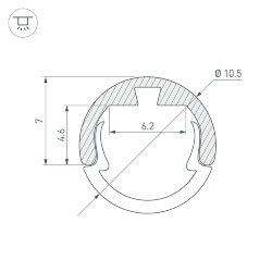 Профиль ROUND-D10.5-2000 ANOD (Arlight, Алюминий) 029088