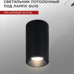 Светильник потолочный НПБ ЦИЛИНДР-GU10-BL под лампу GU10 55х100мм черный IN HOME