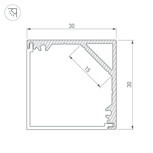 Профиль SL-KANT-H30-2000 ANOD (Arlight, Алюминий) - фото 5