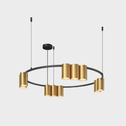 Подвесной светильник ORBIT, IP20, 10xGU10 LED до 15 Вт, черный + сатинированное золото, алюминий, Denkirs DK4065-BK+SG