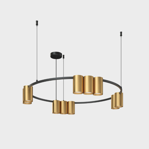 DK4065-BK+SG Подвесной светильник ORBIT , IP20, 10xGU10 LED до 15 Вт, черный + сатинированное золото, алюминий. Фото 2