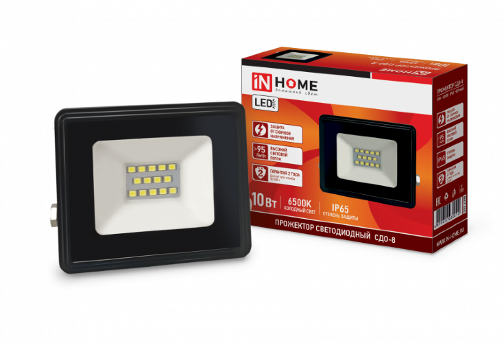 Прожектор светодиодный СДО-8 20Вт 230В 6500К 1900Лм IP65 IN HOME - Фото