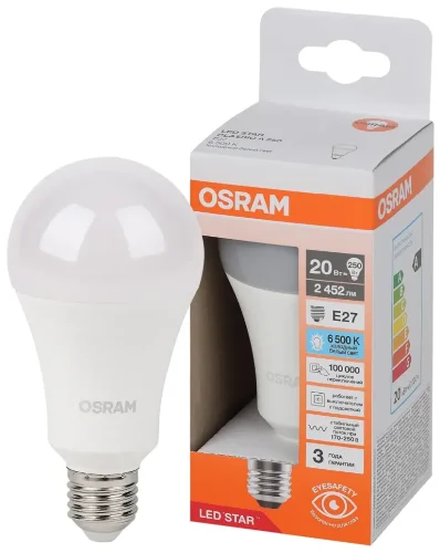 Лампа светодиодная LS 20W/4000K (=250W) E27 | LED Star 3Y | Груша | - OSRAM. Фото