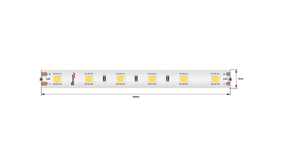 Светодиодная лента LUX, 5050, 60 LED/м, 14,4 Вт/м, 24В, IP65, Теплый белый (2700K), DSG560-24-WW-65 - фото