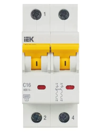 Выключатель автоматический модульный 2п C 16А 6кА ВА47-60M KARAT IEK MVA31-2-016-C - фото 2