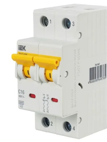 Выключатель автоматический модульный 2п C 16А 6кА ВА47-60M KARAT IEK MVA31-2-016-C - фото 8