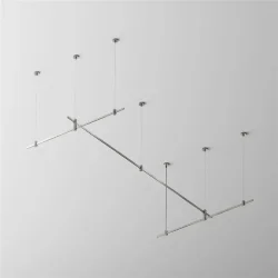 Готовая конструкция прямая 2м х 1м двухуровневая на тросовых подвесах Hang без светильников и блока питания, платина (Платина)