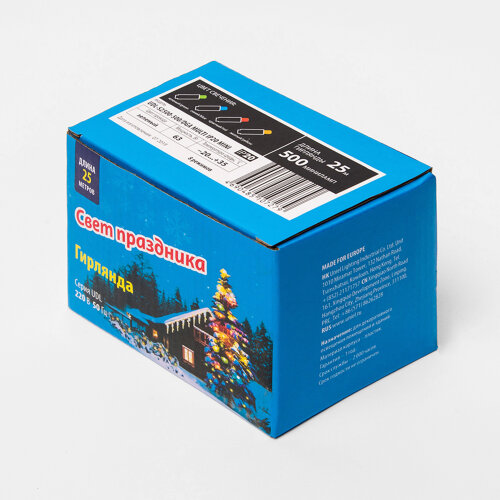 UDL-S2500-500-DGA MULTI IP20 MINI Гирлянда с контроллером, 25м, 500 миниламп накаливания, Разноцветный свет, Провод зеленый. - фото 11