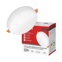 Панель светодиодная встраиваемая безрам RLP-FL 12Вт 230В 4000К 1080Лм 85мм с рег. монтажом 45-72мм белая IP20 IN HOME