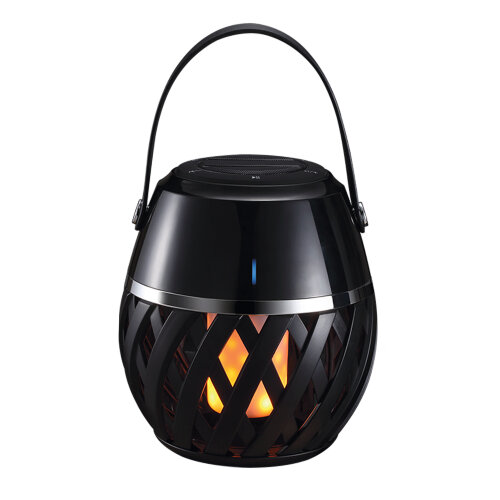 ULD-R201 LED-FLAME BLACK Светодиодный светильник с bluetooth колонкой 75db, Эффект пламени, Встроенный аккумулятор 1800mAh, Черный - фото 1