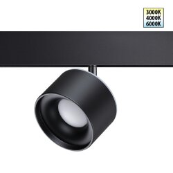 Светильник трековый для низковольного шинопровода с переключателем цветовой температуры «Novotech» 358980, дизайн: Хай-тек, серия: FLUM - Переключение цв. температуры на корпусе светильника