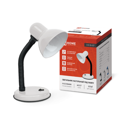 Светильник настольный под лампу на основании СНО 12Б-E27 БЕЛЫЙ (коробка) IN HOME - Фото