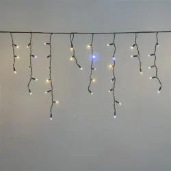 Гирлянда Бахрома 3,1 x 0,5 м Тепло-Белая с Мерцанием Белого Диода 220В, 120 LED, Провод Черный Каучук 2,3мм, IP65