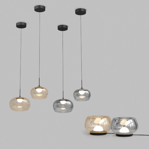 Светильник подвесной FLOA, 12 Вт, 3000К, ?220?1500 мм, металл, стекло, черный, янтарный. Фото 3