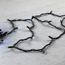 Гирлянда Нить 10м Белая с Мерцанием Каждого Диода 220В, 75 LED, Провод Черный Каучук, IP65