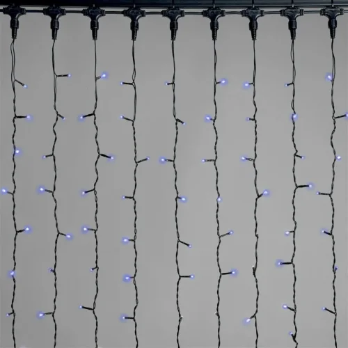 Гирлянда Занавес 2 x 2 м Синий 220В, 400 LED, Провод Черный ПВХ, IP54. Фото 1.