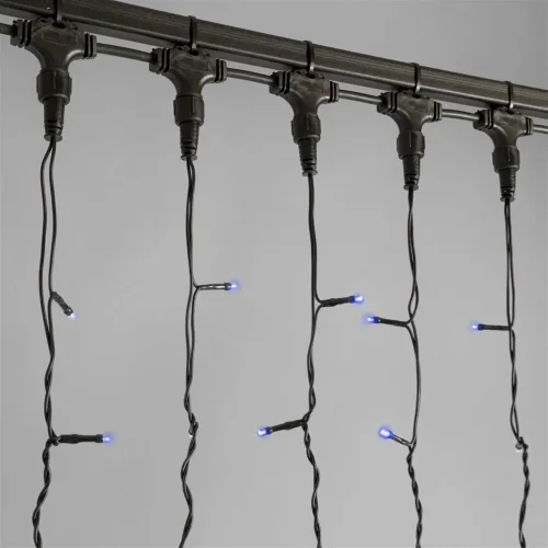 Гирлянда Занавес 2 x 2 м Синий 220В, 400 LED, Провод Черный ПВХ, IP54. Фото 2.