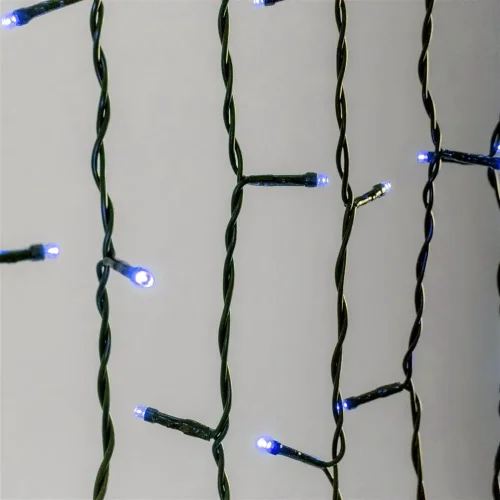 Гирлянда Занавес 2 x 2 м Синий 220В, 400 LED, Провод Черный ПВХ, IP54. Фото 4.