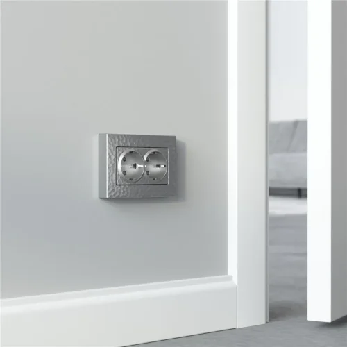 Рамка из поликарбоната для двойной розетки Hammer серебряный W0082406 - фото 4