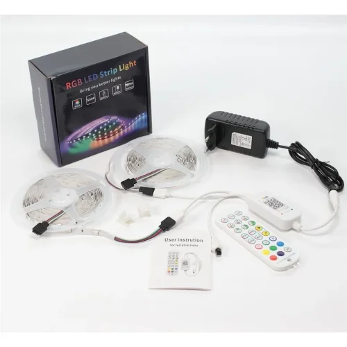 Набор светодиодной ленты 10XRGB30-A02 X12 (12V, RGB 30led/m 2x5m, IR, Wi-Fi, адаптер 220V, IP20) - фото I