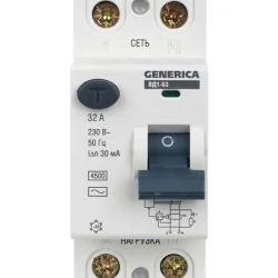 Выключатель дифференциального тока (УЗО) 2п 32А 30мА тип AC ВД1-63 GENERICA MDV15-2-032-030