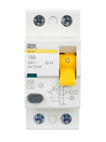 Выключатель дифференциального тока (УЗО) 2п 16А 30мА тип AC ВД1-63 KARAT IEK MDV10-2-016-030 - фото 2