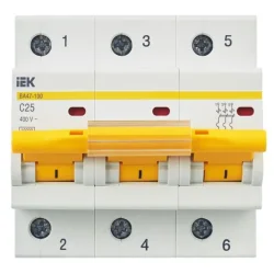 Выключатель автоматический модульный 3п C 25А 10кА ВА47-100 KARAT IEK MVA40-3-025-C