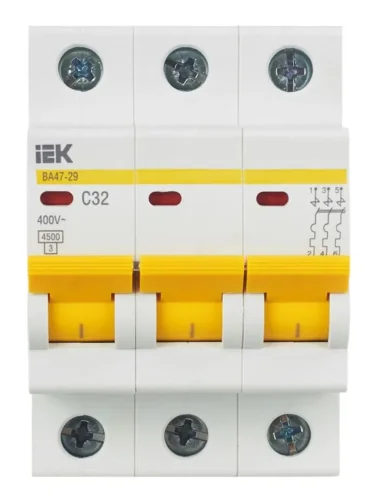 Выключатель автоматический модульный 3п C 32А 4.5кА ВА47-29 KARAT IEK MVA20-3-032-C - фото 2